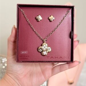 Tahari Gold and Silver Floral Necklace Set
